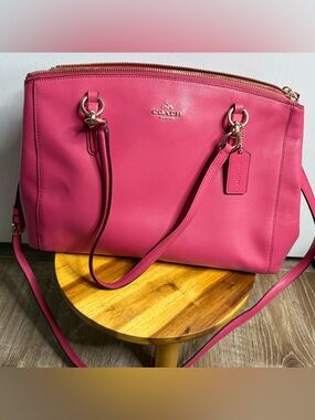COACH Hot Pink Leather Satchel with Gold Hardware